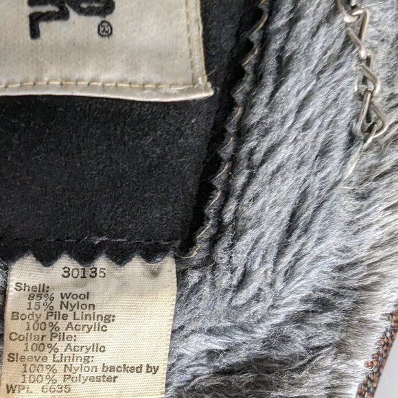 VTG Woolrich Gray Black Red Plaid Houndstooth Wool Fur Lined Long Coat 60s 70s - Picture 6 of 9